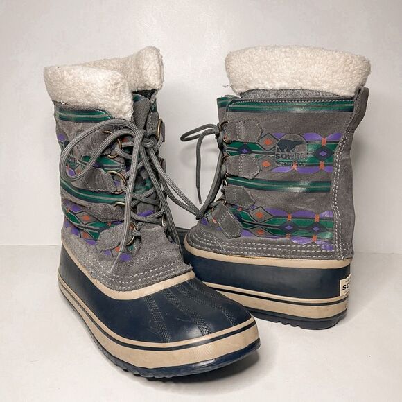 Sorel Aztec Pac Graphic Winter Boots Size 7 - Picture 1 of 9